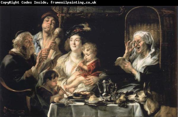 Jacob Jordaens How the old so pipes sang would protect the boys
